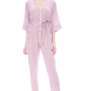 Raquel Allegra Lamé Utility Jumpsuit - Lilac $595